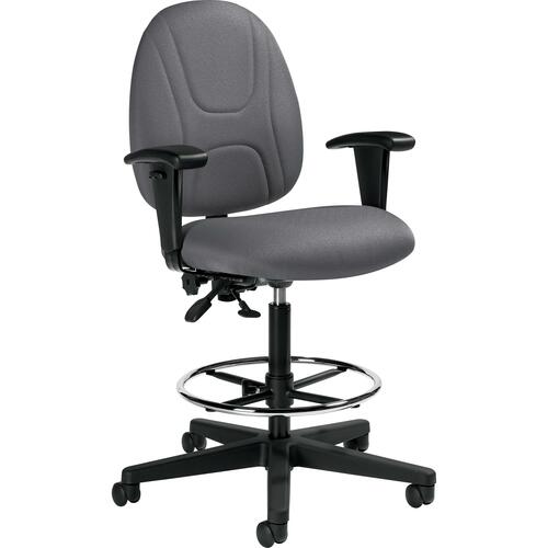 Offices To Go Beta Posture Task Drafting Chair - Slate Polyester Seat - Black Frame - 5-star Base - Chrome