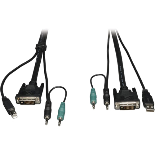 Tripp Lite KVM Switch Cable Kit 10ft for B002-DUA2 / B002-DUA4 Secure 10' - for KVM Switch, Speaker, Microphone, Audio/Video Device, Keyboard, Mouse, Monitor - 10 ft - 1 x DVI-D Male Digital Video, 1 x Type A Male USB, 2 x Mini-phone Male Audio - 1 x DVI-