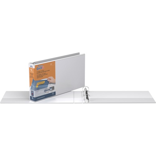 QuickFit QuickFit Round Ring Deluxe Legal Spreadsheet View Binder - 1 1/2" Binder Capacity - Legal - 8 1/2" x 14" Sheet Size - 275 Sheet Capacity - 3 x Round Ring Fastener(s) - 2 Pocket(s) - White - Recycled - Antimicrobial, Print-transfer Resistant - 1 E