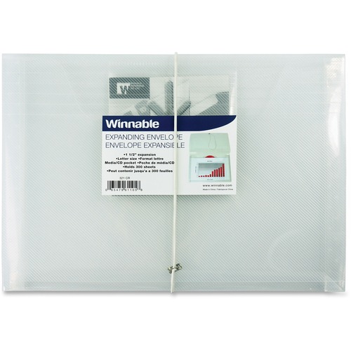 Winnable Letter Expanding File - 8 1/2" x 11" - 300 Sheet Capacity - 1 1/2" Expansion - Polypropylene - Clear - 1 Each