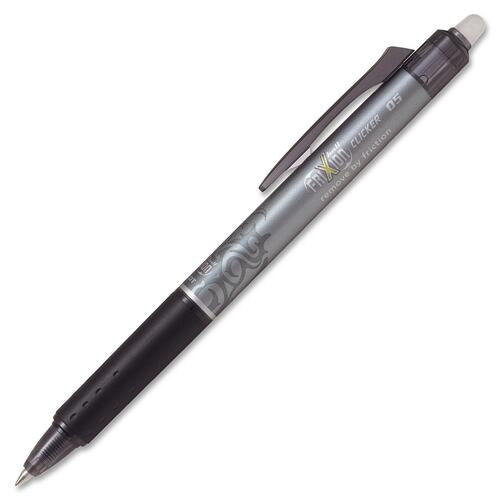 FriXion Clicker Gel Pen - Fine Pen Point - 0.5 mm Pen Point Size - Refillable - Black Gel-based Ink - 12/BOX