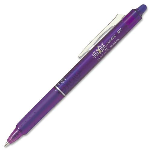 FriXion Clicker Gel Pen - Medium Pen Point - 0.7 mm Pen Point Size - Retractable - Purple Gel-based Ink - 12/Box