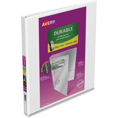 Avery® Durable View Slant-D Presentation Binder - 1/2" Binder Capacity - Letter - 8 1/2" x 11" Sheet Size - D-Ring Fastener(s) - White - Recycled - 1 Each = AVE34075