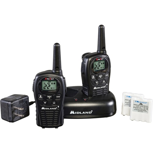 Midland LXT500VP3 Two-way Radio - 22 Radio Channels - 22 GMRS/FRS - Upto 126720 ft - Auto Squelch, Keypad Lock, Silent Operation - Water Resistant - Black - 2 Each