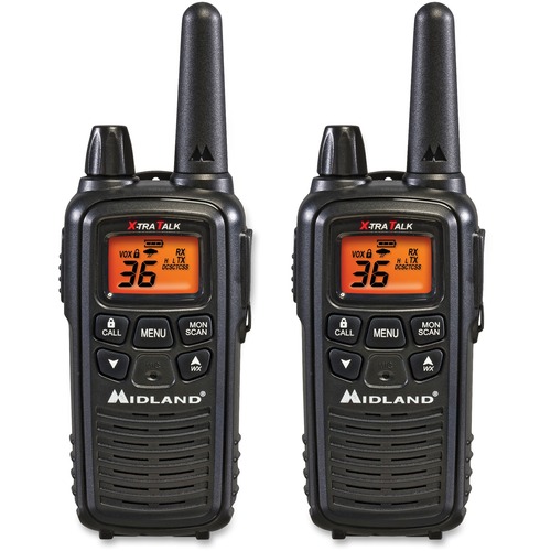 Midland LXT600VP3 Two-Way Radio - 36 Radio Channels - 22 GMRS/FRS - Upto 158400 ft - 121 Total Privacy Codes - Hands-free, Silent Operation - Water Resistant - Black - 2 Each
