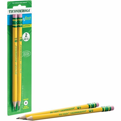 Ticonderoga Pre-Sharpened No. 2 Pencils - #2 Lead - 10.3 mm Lead Diameter - Graphite Lead - Yellow Wood Barrel - 2 / Pack