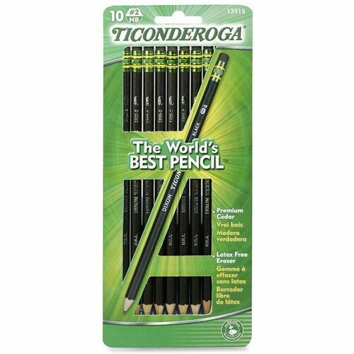 Ticonderoga No. 2 HB Pencils - #2 Lead - Graphite Lead - Black Wood Barrel - 10 / Pack