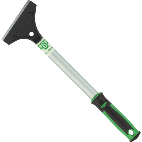 Unger Surface Scraper with 12" Handle - Carbon Steel Blade - 12" Handle - Protective Cap, Ergonomic Handle - Green - 1Each