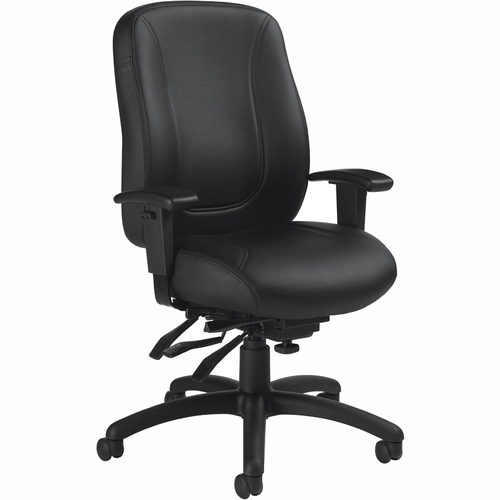 Offices To Go Overtime High Back Multi-Tilter Chair - Black Leather Seat - High Back - 5-star Base - Medium Back - GLBMVL2756PU30BL20