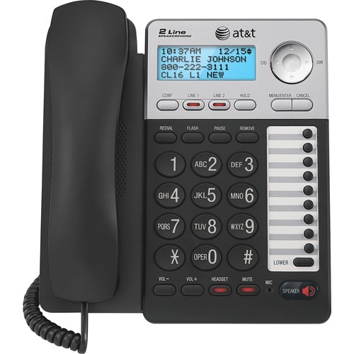 AT&T ML17929 Standard Phone - Silver - 2 x Phone Line - Speakerphone - Backlight - Analog & Digital Phones - ATTML17929