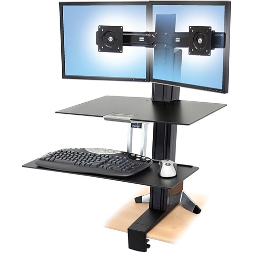 Ergotron WorkFit-S Desk Mount for Monitor, Keyboard - Black - 2 Display(s) Supported24" Screen Support - 11.34 kg Load Capacity - 1 Each