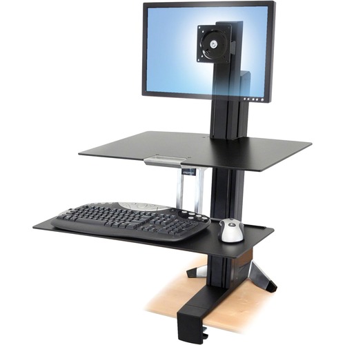 Ergotron Workfit-S, Single Ld With Worksurface+ - Up to 24" Screen Support - 8.16 kg Load Capacity - Flat Panel Display Type Supported27" (685.80 mm) Width x 44" (1117.60 mm) Depth - Desktop - Polished - Aluminum, Steel, Plastic - Black - Monitor Stands/Risers - ERG33350200