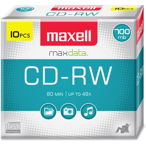 Maxell 4x CD-RW Media - 120mm - 1.33 Hour Maximum Recording Time - CD Media - MAX630011