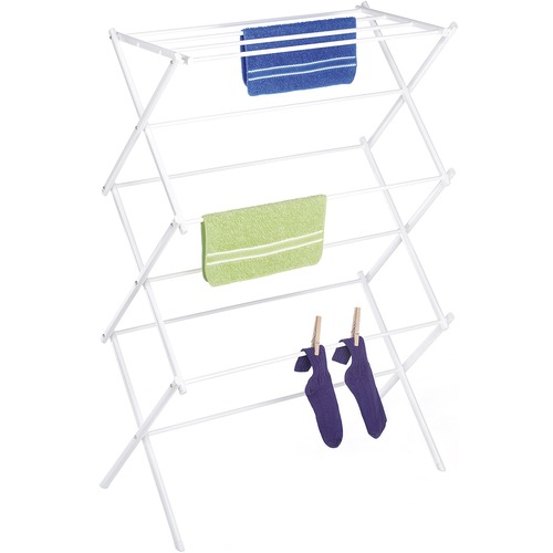 Whitmor Drying Rack - 41.8" Height x 29.5" Width x 14.5" DepthFloor - Foldable, Durable, Lightweight - Epoxy - White - Metal, Steel