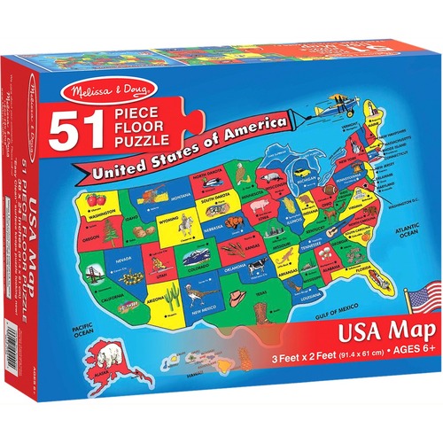 Melissa & Doug U.S.A. Map Floor (51 pc) - Theme/Subject: Learning - 6+51 Piece