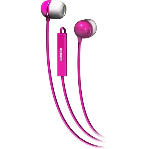 Maxell Earset - Stereo - Mini-phone (3.5mm) - Wired - 16 Ohm - 20 Hz - 20 kHz - Earbud - Binaural - In-ear - 4 ft Cable - Pink