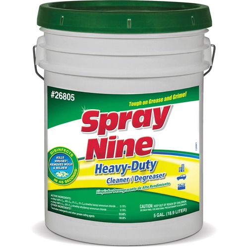 Spray Nine Heavy-Duty Cleaner/Degreaser + Disinfectant - For Multipurpose - 640 fl oz (20 quart) - Mild Scent - 1 Each - Solvent-free, Disinfectant, Anti-bacterial - Clear