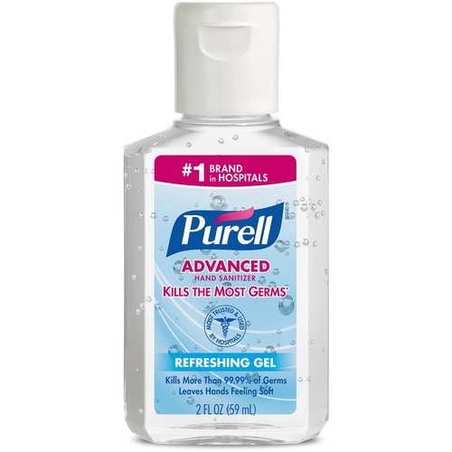 PURELL® Advanced Hand Sanitizer Gel - Clean Scent - 2 fl oz (59.1 mL) - Flip Top Bottle Dispenser - Kill Germs - Hand, Hospital, Skin - Moisturizing - Clear - Triclosan-free, Paraben-free, Preservative-free, Phthalate-free, Anti-irritant - 24 / Carton
