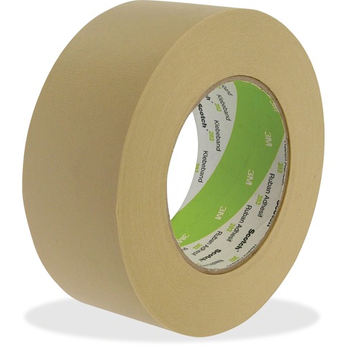 3M Paper Masking Tape - 60 yd Length x 1" Width - 6.3 mil Thickness - 3" Core - Rubber Backing - For Masking, Holding, Protecting, Bundling - 1 Roll - Tan