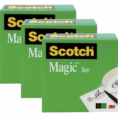 Scotch 3/4"W Magic Tape - 27.78 yd Length x 0.75" Width - 1" Core - For Mending, Office, Home, School - 3 / Pack - Matte - Clear