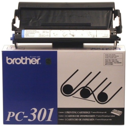 Brother PC-301 Original Thermal Transfer Ribbon Cartridge - Black - 2 / Pack - 250 Pages Black (Per Cartridge)