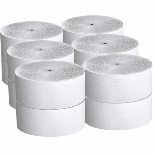 Scott Coreless Jumbo Roll Tissue - 1 Ply - 3.78" x 2300 ft - 9" Roll Diameter - White - Fiber - Coreless, Non-chlorine Bleached - For Bathroom - 12 / Carton