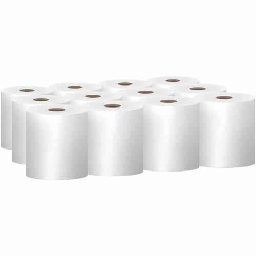 Scott White Hard-roll Towels - 1 Ply - 8" x 800 ft - 7.87" Roll Diameter - White - Nonperforated, Absorbent, Non-chlorine Bleached - 12 / Carton