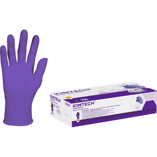 KIMTECH Purple Nitrile Exam Gloves - Large Size - For Right/Left Hand - Purple - Latex-free, Textured Fingertip, Non-sterile - For Laboratory Application, Chemotherapy - 100 / Box - 9.50" Glove Length
