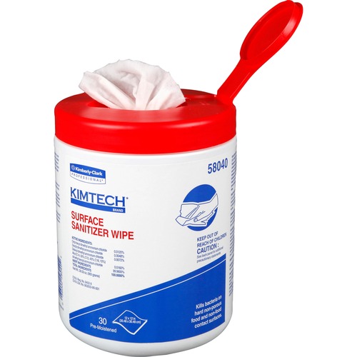 KIMTECH Prep Surface Sanitizer Wipes - For Hard Surface, Nonporous Surface, Rag - 12" Length x 12" Width - 30 / Canister - 1 Each - Anti-bacterial, Pre-moistened - White