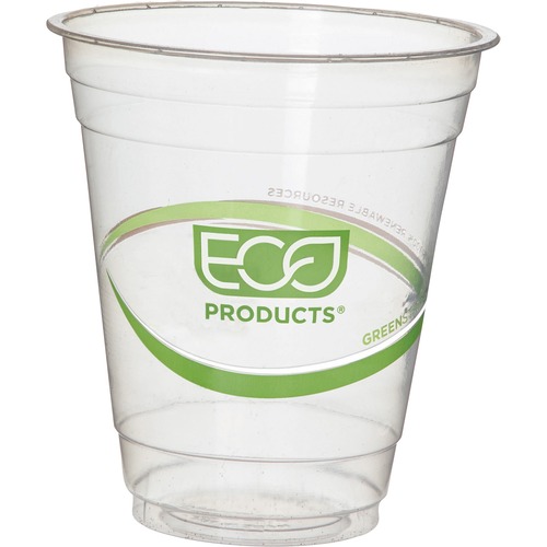 Eco-Products GreenStripe Cold Cup - 12 fl oz - Clear, Green - Plastic - Cold Drink - 50 / Pack