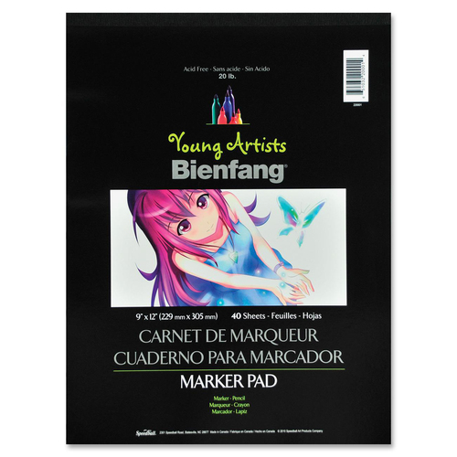 Bienfang Marker Pad - 40 Sheets - Plain - 9" x 12" - White Paper - Acid-free - 1Each - Sketch Pads & Drawing Paper - SBA220001