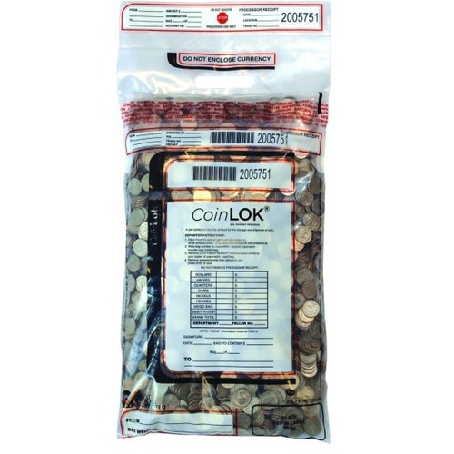CG CoinLOK Coin Bag 12 x 25, Clear 50/Pack - 25" Length x 12.50" Width - Seal Closure - Clear - Plastic, Polyethylene - Coin - 50 / Pack