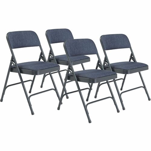 National Public Seating 2200 Series Folding Chair - Imperial Blue Seat Color - Fabric, High Density Foam (HDF) Seat Material - Imperial Blue Back Color - High Density Foam (HDF) Back Material - Char Blue Frame Color - Tubular Steel, Metal Frame Material -