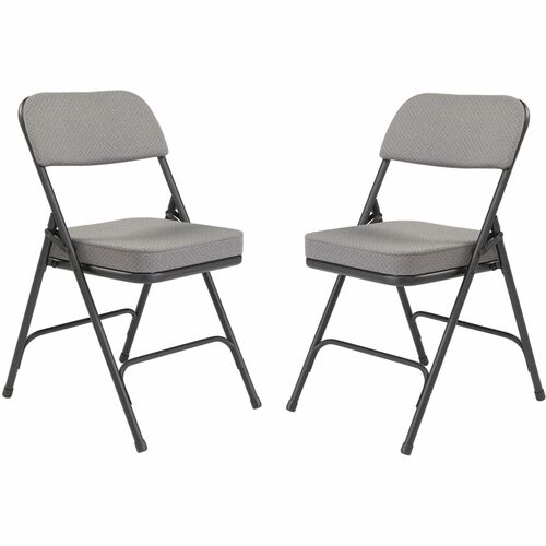 National Public Seating 3200 Series Folding Chairs - Charcoal Gray Seat Color - Fabric, Foam Seat Material - Charcoal Gray Back Color - Fabric, Foam Back Material - Black Frame Color - Tubular Steel Frame Material - Charcoal Gray - Fabric, Vinyl, Polyprop