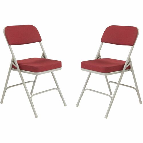 National Public Seating 3200 Series Folding Chairs - New Burgundy Seat Color - Fabric, Foam Seat Material - New Burgundy Back Color - Fabric, Foam Back Material - Gray Frame Color - Tubular Steel Frame Material - New Burgundy - Fabric, Vinyl, Polypropylen