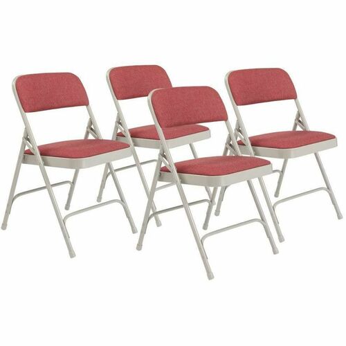 National Public Seating 2200 Series Folding Chair - Majestic Cabernet Seat Color - Foam, Fabric Seat Material - Majestic Cabernet Back Color - Fabric Back Material - Gray Frame Color - Metal, Powder Coated Steel Frame Material - Majestic Cabernet - Fabric