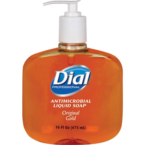 Dial Gold Antibacterial Liquid Hand Soap - 16 fl oz (473.2 mL) - Pump Bottle Dispenser - Kill Germs - Hand, Skin - Moisturizing - Antibacterial - Gold - 12 / Carton