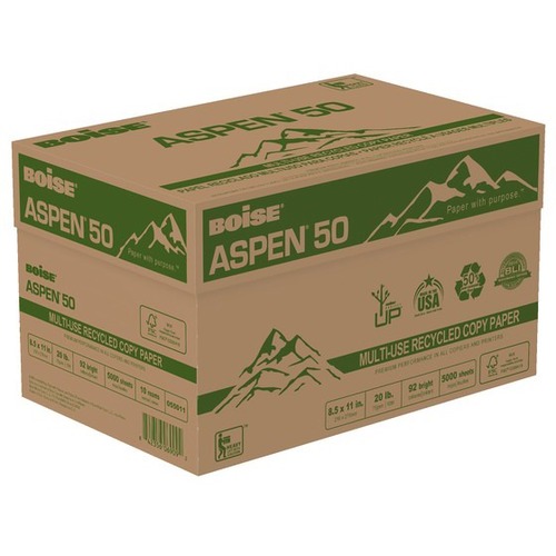 Boise Paper ASPEN Copy & Multipurpose Paper - 92 Brightness - Letter - 8 1/2" x 11" - 20 lb Basis Weight - Acid-free, Fade Resistant, Non-yellowing - White - 10 Ream