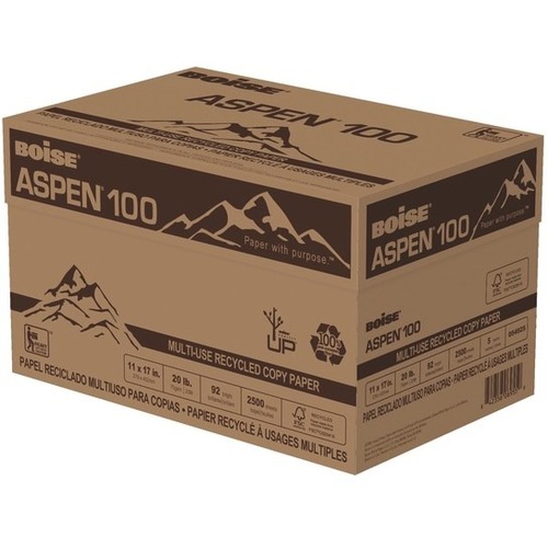 Boise Paper ASPEN Copy & Multipurpose Paper - 92 Brightness - Ledger/Tabloid - 11" x 17" - 20 lb Basis Weight - 5 Ream - Acid-free, Elemental Chlorine-free, Non-yellowing, Fade Resistant - White