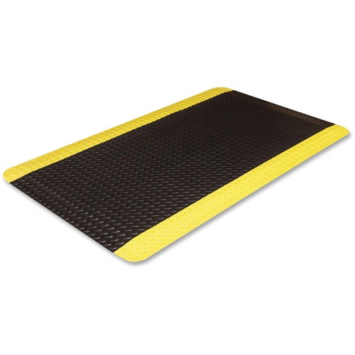 Crown Mats Industrial Deck Plate Anti-fatigue Mat - Industry, Indoor - 60" Length x 36" Width x 0.563" Thickness - Rectangular - Diamond Pattern Texture - Vinyl, PVC Foam - Black, Yellow - 1Each