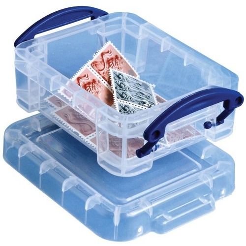 Really Useful Boxes Plastic Storage Box, 0.07 Liter, Clear - External Dimensions: 2.6" Width x 1.3" Depth x 3.5" Height - 23.04 fl oz - Snap Closure - Stackable - Plastic - Clear, Transparent - For Storage, Home, Office - 1 Each