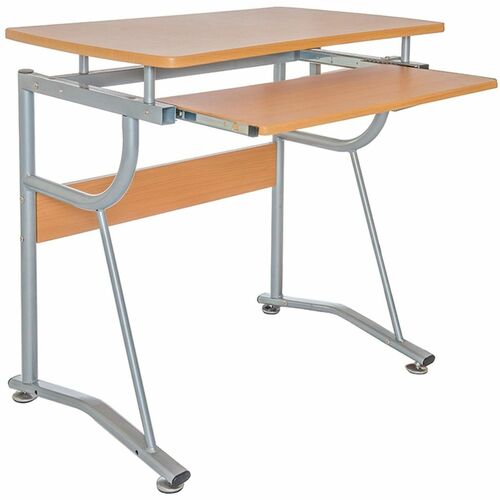 Techni Mobili Compact Computer Desk - Rectangle Top - Modern Style - 65 lb Capacity - 30" Height x 43" Width x 19.50" Depth - Computer, Keyboard, Printer - Assembly Required - Cherry - MDF, Polyvinyl Chloride (PVC), Laminate, Veneer - Powder Coated Steel 
