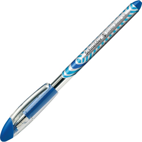 Schneider Slider Basic XB Ballpoint Pens - Extra Bold Pen Point - Blue - Blue, Silver Barrel - Stainless Steel Tip - 10 / Box