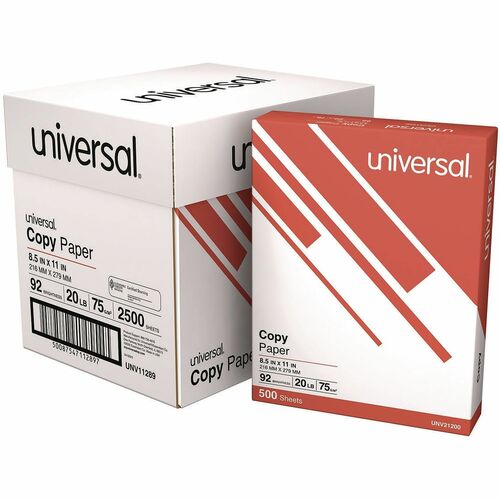 Universal Copy Paper - 92 Brightness - 20 lb Basis Weight - White - 2500 Sheets - 500 Sheets per Ream - 5 Ream per Case