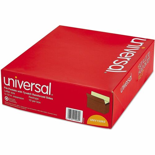Universal Straight Tab Cut Letter Expanding File - 8 1/2" x 11" - Capacity5 1/4" Expansion - 1 Pocket(s) - Top Tab Position - Redrope - 10 Box