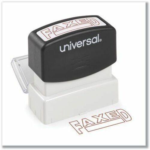 Universal Pre-inked Stamp - Message Stamp - FAXED - 1.69" Impression Width - Red - Rectangle - 1 Each