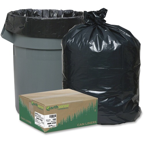 Berry Reclaim Heavy-Duty Recycled Can Liners - Extra Large Size - 56 gal Capacity - 43" Width x 47" Length - 2 mil (51 Micron) Thickness - Black - Plastic - 100/Carton - Can - Recycled