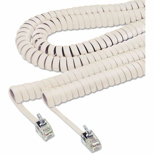 Softalk Modular Plug Handset Coil Cord - 12 ft RJ-11 Phone Cable for Handset - Ivory - 1 Each