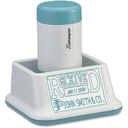 Xstamper XpeDater Date Stamp - Custom Message/Date Stamp - "A.M., P.M., REC'D, PAID, FAX'D" - 1.38" Impression Width - 50000 Impression(s) - Rubber Rubber - Recycled - 1 Each