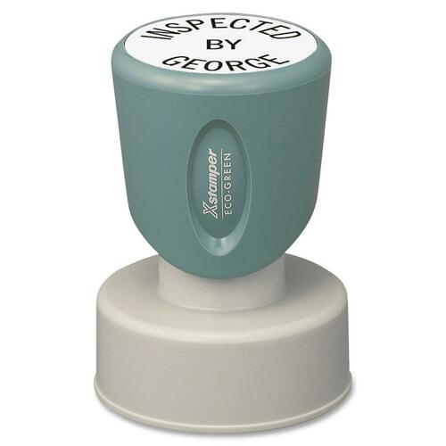 Xstamper Custom Round Pre-inked Stamp - Custom Message Stamp - 1.19" Impression Diameter - 50000 Impression(s) - Green, Gray - Plastic - Recycled - 1 Each